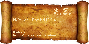 Módi Borbála névjegykártya